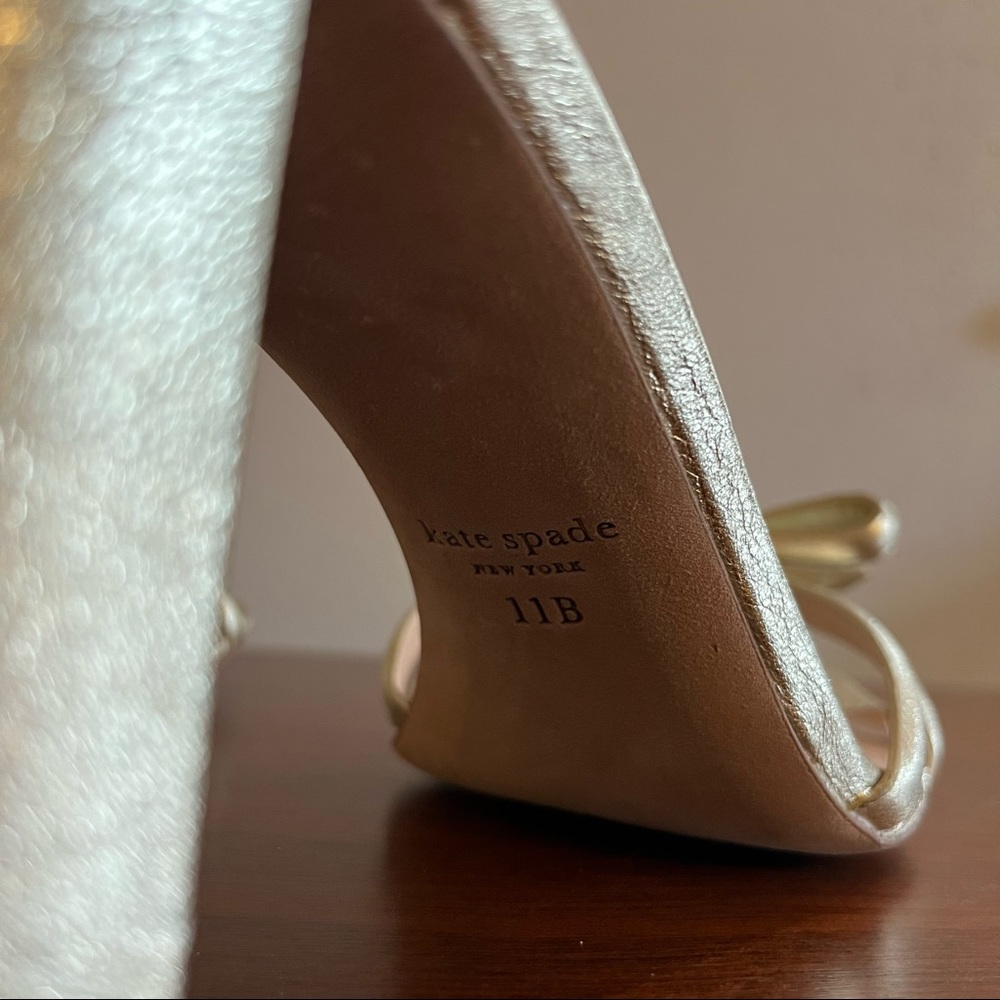 Kate Spade Women’s Flamenco Leather Gold Ankle Strap Heels US Size 11 - Picture 6 of 7